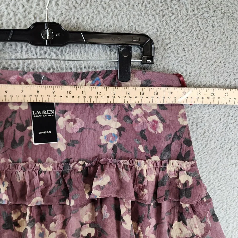 Lauren Ralph Lauren Ruffled Tiered Skirt Women's 14 Purple Multi Zip Closure~ - Picture 7 of 13